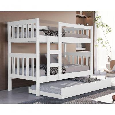 Beliche Infantil Com Cama Auxiliar Mdf Reforçado Cor Branco Vira 2 Camas Com 3 Colchões Inclusos