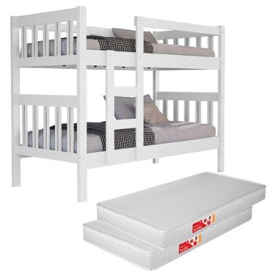 Beliche Com Colchão Macio Confortável D20 Escada E Proteção Inclusa 100% Mdf Cor Branca Vira 2 Camas