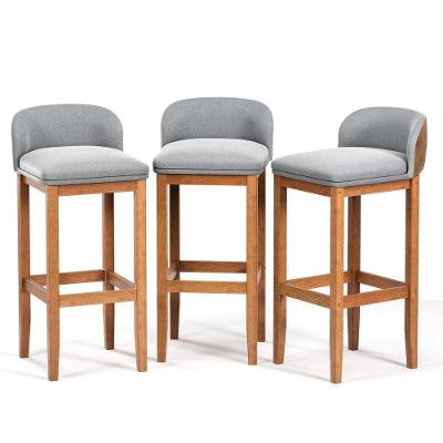 Lançamento! Kit 3 Banquetas Onix Estofado Pé Madeira Maciça