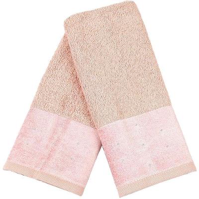 Kit 5 Toalha Lavabo Cristal Natalina 30x50cm Veludo Rosa