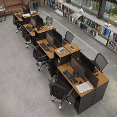 Estação De Trabalho 8 Lugares Smart Office 8 Mesas 6 Armários Livreiro Preto E Cedro