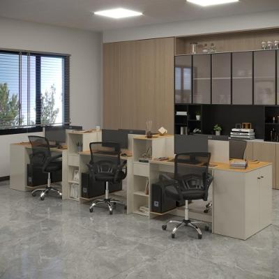 Estação De Trabalho 6 Lugares Smart Office 6 Mesas 4 Armários 2 Aparadores Off White E Cedro