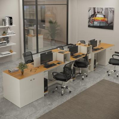 Estação De Trabalho 6 Lugares Smart Office 6 Mesas 4 Armários 4 Aparadores Off White E Cedro