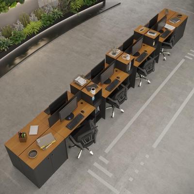 Estação De Trabalho 8 Lugares Smart Office 8 Mesas 6 Armários 4 Aparadores Preto E Cedro