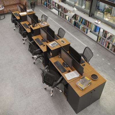 Estação De Trabalho 8 Lugares Smart Office 8 Mesas 6 Armários 1 Aparador Preto E Cedro