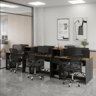 Estação De Trabalho 6 Lugares Office Smart 6 Mesas 4 Armários - Preto E Cedro Preto E Cedro