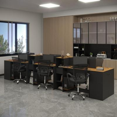 Estação De Trabalho 6 Lugares Smart Office 6 Mesas 4 Armários 2 Aparadores Preto E Cedro