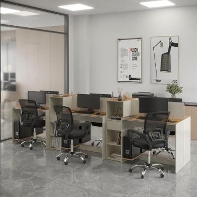 Estação De Trabalho 6 Lugares Office Smart 6 Mesas 4 Armários - Off White E Cedro Off White E Cedro