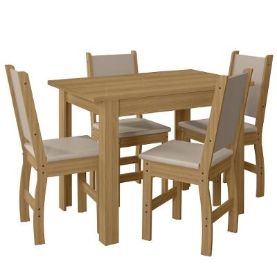 Kit Mesa De Jantar Bellagio 108x68 Cm Com 4 Cadeiras Clara Freijo/savana