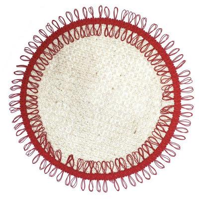 Kit 2 Sousplat Liz De Juta Sustentável Vermelho Ii 40cmx40cm vermelho