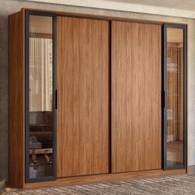 Guarda Roupa Casal 4 Portas Vidro Reflecta E 4 Gavetas Laredo Nogueira-nude Prime Tx