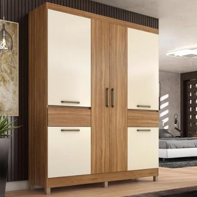 Guarda Roupa Casal 6 Portas E 2 Gavetas Mauá Amêndola Touch off White