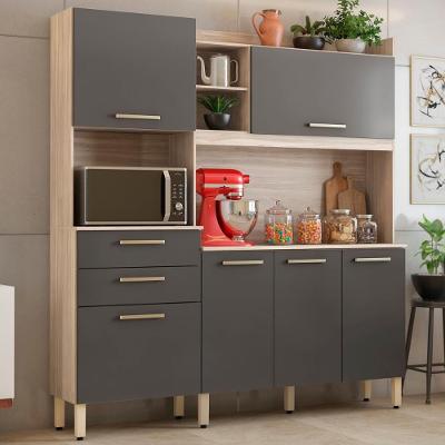 Armário Cozinha Compacta 6 Portas 2 Gavetas 1 Espaço Forno Select Avena - Grafito Avena - Grafito
