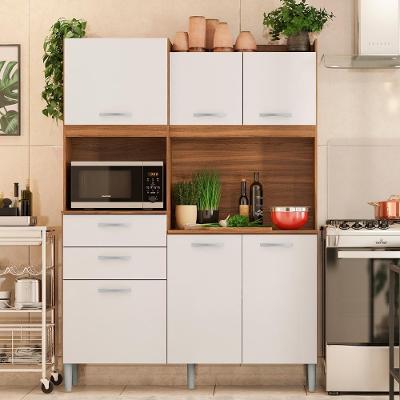 Armário Cozinha Compacta 6 Portas 2 Gavetas 1 Espaço Forno Harmonia Amendola Branco