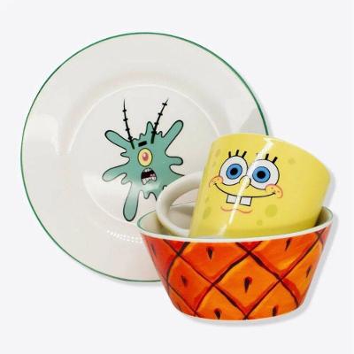Kit 3 Peças Bowl, Caneca E Prato Bob Esponja