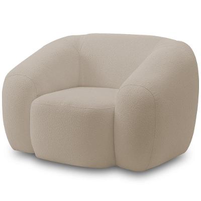 Poltrona Decorativa Orgânica Para Sala Living Emery M05 Bouclê Creme - Lyam Decor