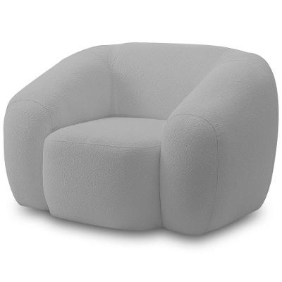 Poltrona Decorativa Orgânica Para Sala Living Emery M05 Bouclê Cinza - Lyam Decor