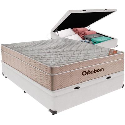 Cama Box Baú Branco E Colchão Airtech Springpocket Molas Ensacadas Casal Ortobom