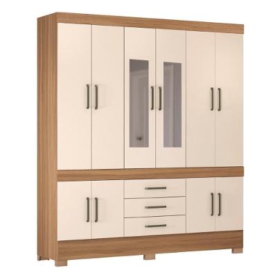 Guarda Roupa Casal 10 Portas Com Espelho E 3 Gavetas New Murano Amêndola Touch-off Whit