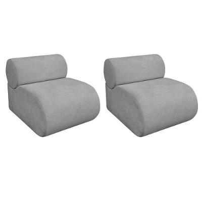 2 Poltronas Decorativas Orgânica Escritório Recepção Sala Virgínia Bouclé Amarena Móveis Cinza