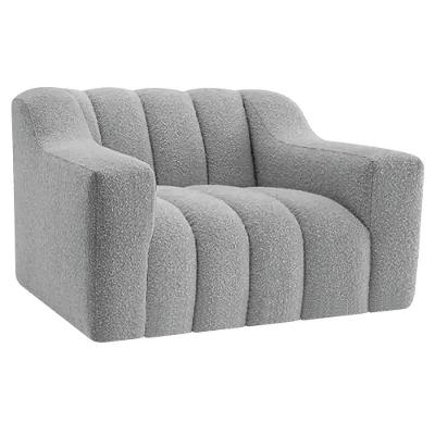 02 Poltronas Luxo Recepção Sala Elegance Bouclé Cinza