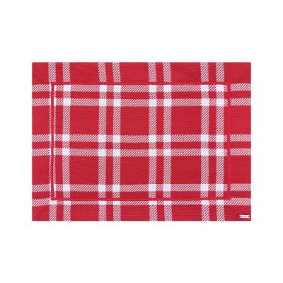 Lugar Americano Em Tecido Jacquard Contorno Bordado 50x36cm Mameg Xadrez Angeline