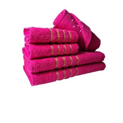 Jogo De Toalha 2 Banho 2 Rosto 1 Piso 5pçs Coleção Montreal 100% Algodão Pink