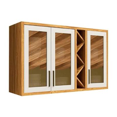 Armário De Cozinha Modulado Tempranillo C/ 3 Portas Vidro Reflecta 120cm Amendoa/off White - Ronipa