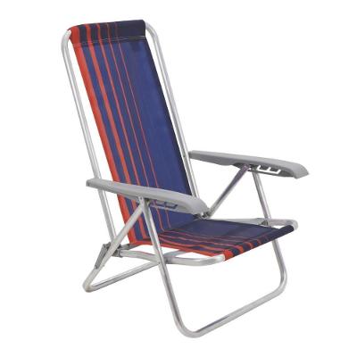 Cadeira De Praia Camping Reclinável Alumínio Bali Tramontina Azul Marinho