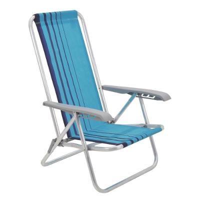 Cadeira De Praia Camping Reclinável Alumínio Bali Tramontina Azul