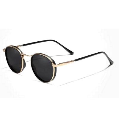 Óculos De Sol Redondo Para Homens E Mulheres Uv400 Polarizado Moda Vintage Dourado