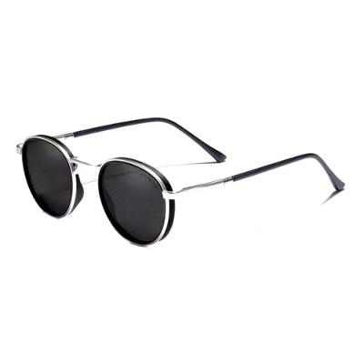 Óculos De Sol Redondo Para Homens E Mulheres Uv400 Polarizado Moda Vintage Prata