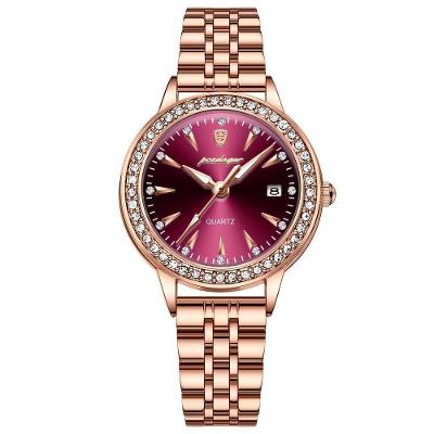 Relógio De Quartzo Elegante Para Mulheres Luxo Com Strass Pulseira De Aço Inoxidável Rosa Dourado Roxo