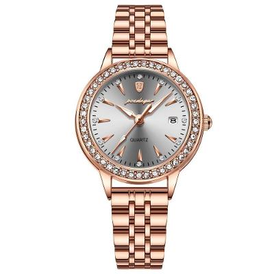 Relógio De Quartzo Elegante Para Mulheres Luxo Com Strass Pulseira De Aço Inoxidável Rosa Ouro Branco