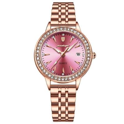 Relógio De Quartzo Elegante Para Mulheres Luxo Com Strass Pulseira De Aço Inoxidável Ouro Rosé Pk