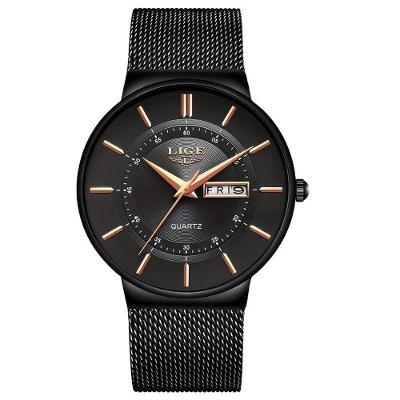 Relógio De Quartzo Lige Com Pulseira De Aço Inoxidável Preto