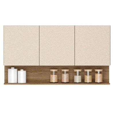 Armário De Cozinha Aéreo Line 3 Portas 120 Cm Kits Paraná Vanilla Freijó