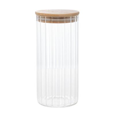 Pote De Vidro Canelado Com Tampa Bambu Wolff 800 Ml