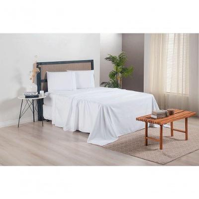 Jogo De Lençol Versatile Ponto Palito Completo 4 Peças Casal Micropercal branco