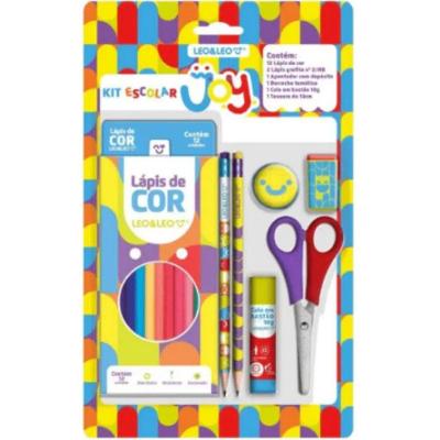 Kit Material Escolar Infantil Lápis De Cor Leo & Leo Jardim 7 Peças Smille