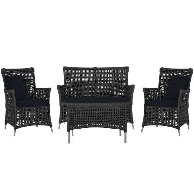Jogo Sofá 2 Poltronas E Mesa Igapó Fendi E12 Trama Original Preto