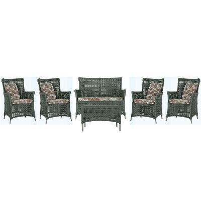 Jogo Sofá 4 Poltronas E Mesa Igapó Fendi E6 Trama Original Verde