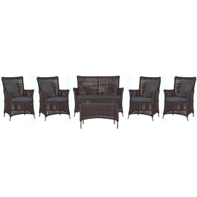 Jogo Sofá 4 Poltronas E Mesa Igapó Fendi E11 Trama Original Marrom