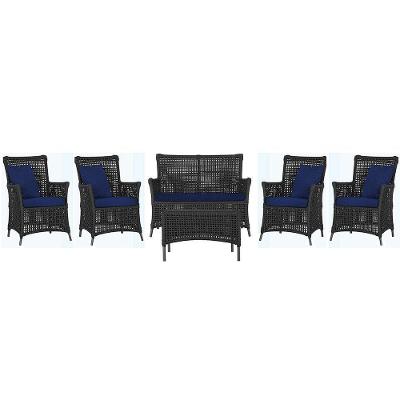 Jogo Sofá 4 Poltronas E Mesa Igapó Preta E10 Trama Original Preto