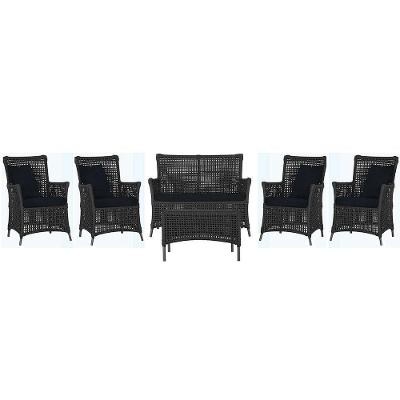 Jogo Sofá 4 Poltronas E Mesa Igapó Preta E12 Trama Original Preto