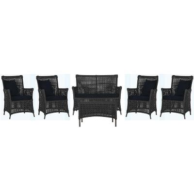 Jogo Sofá 4 Poltronas E Mesa Igapó Marrom E12 Trama Original Preto