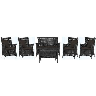 Jogo Sofá 4 Poltronas E Mesa Igapó Preta E9 Trama Original Preto