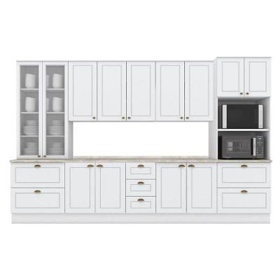 Cozinha Completa Americana 8 Peças (2 Armários + 2 Paneleiros + 2 Balcões + 2 Complementos) C5P50 Branco - Henn