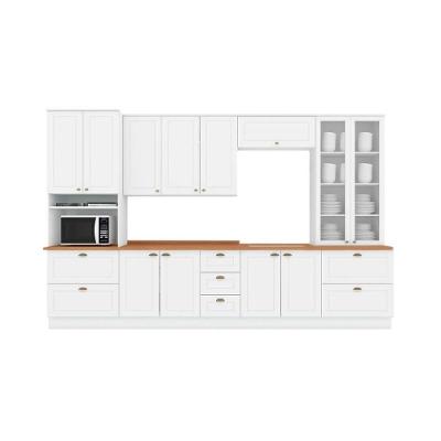 Cozinha Completa Americana 8 Peças (2 Armários + 2 Paneleiros + 2 Balcões + 2 Complementos ) C5P65 Branco - Henn