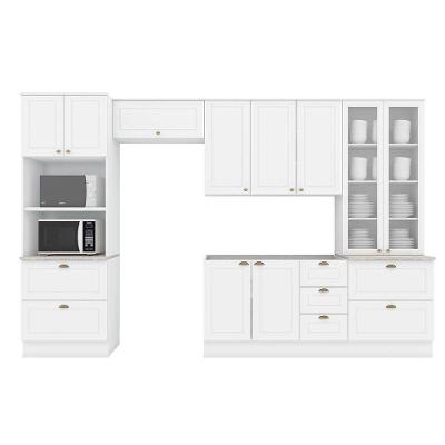 Cozinha Completa Americana 5 Peças (2 Armários + 2 Paneleiros + 1 Balcão) C5P55 Branco - Henn